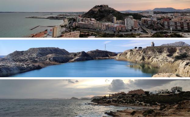 Las vistas de la ciudad desde la Serra Grossa, la laguna grande de Rabasa y la ciudad desde el Cabo de la Huerta. /TERE Compañy Martínez
